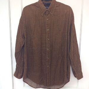 Nautica Men's Brown Plaid Button Down Shirt